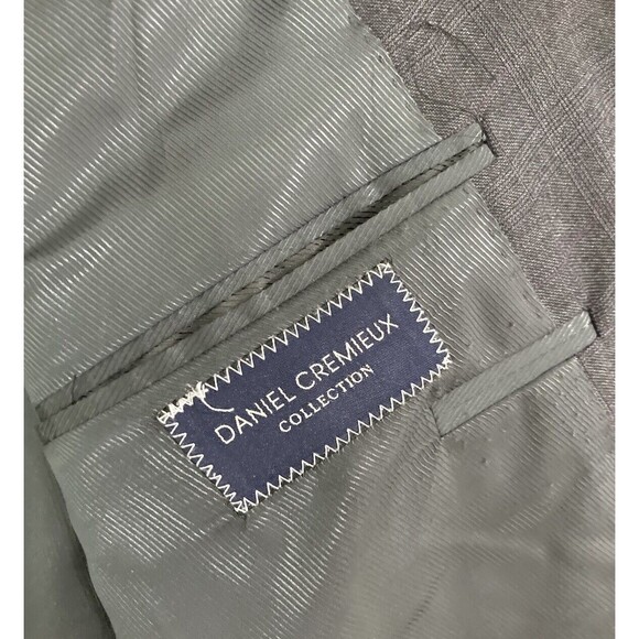 Men's Vintage Cremieux Loro Piana Wool Blazer Sport Coat Gray Plaid 46L - Picture 8 of 13